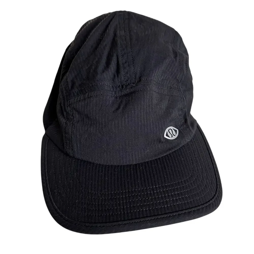 LULULEMON Seawheeze Finishers Runners Hat Cap Black Striped Adjustable‎ Running
